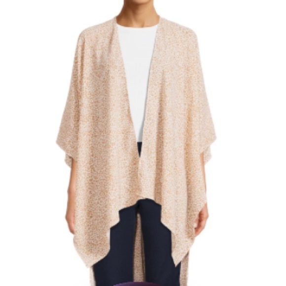 Time & Tru NWT tan leopard print kimono, one size fits all - Picture 1 of 13